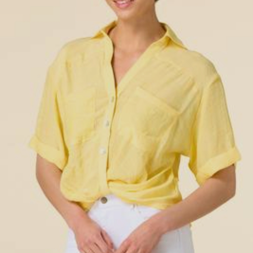 Lily Star Yellow Button-Up Shirt Size L